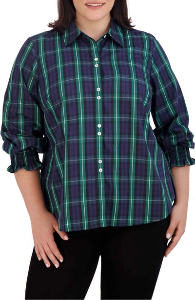 Foxcroft Olivia Plaid Button-up Shirt In Black Watch
