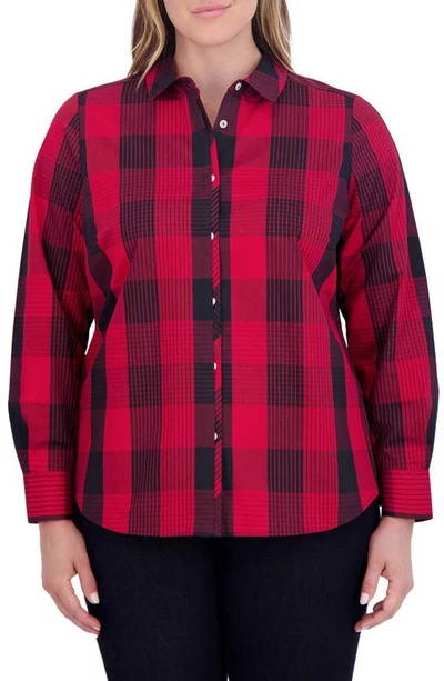 Foxcroft Charlie Buffalo Plaid Button-up Shirt In Red Plaid