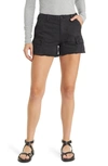 Lucky Brand Raw Hem Utility Shorts In Washed Black