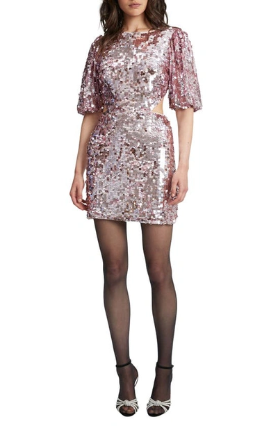 Bardot Vivienne Sequin Cutout Minidress In Cameo Pink