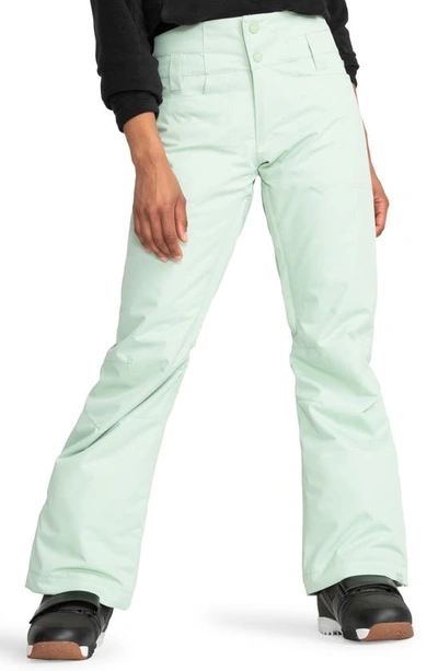 Roxy Diversion Waterproof Shell Snow Pants In Cameo Green