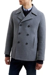 French Connection Wool Blend Peacoat In Light Grey Mel