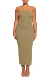 Skims Fits Everybody Strapless Body-con Dress In Khaki