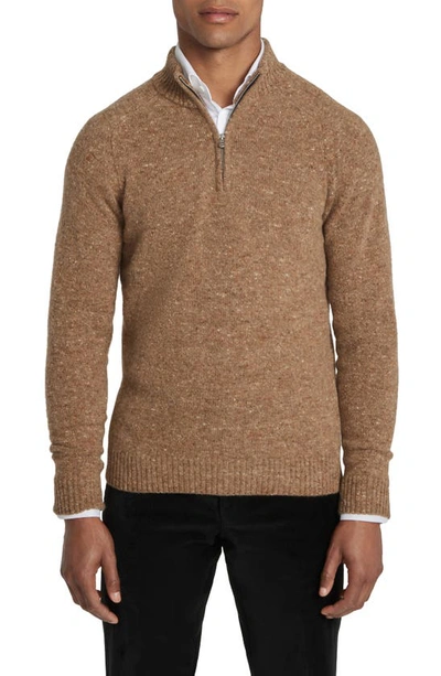 Jack Victor Canora Lambswool Blend Half Zip Pullover In Camel