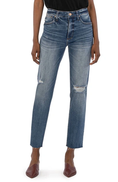 Kut From The Kloth Rachael Fab Ab Ripped High Waist Mom Jeans In Blue