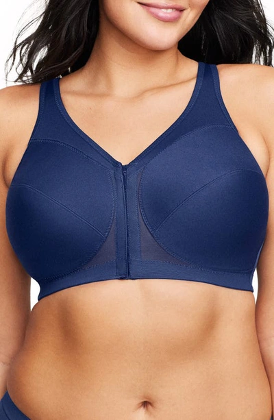 Glamorise Women's Full Figure Plus Size Magiclift Front Close Posture Back Support Bra In Blue