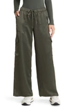 Open Edit Satin Cargo Pants In Green City