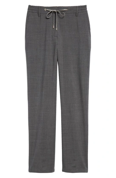 Eleventy Stretch Virgin Wool Drawstring Pants In Grigio Medio Melange