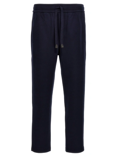 Brioni Cotton Joggers Pants Blue In Navy Blue