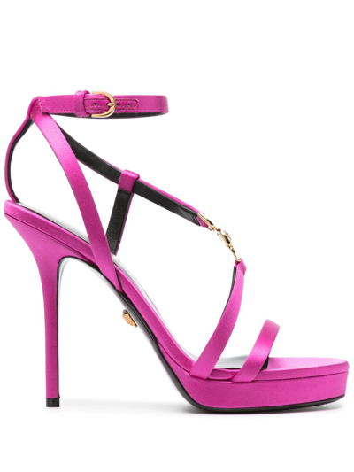 Versace Medusa 95' 110mm Sandals - Women's - Calf Leather/fabric In Pink