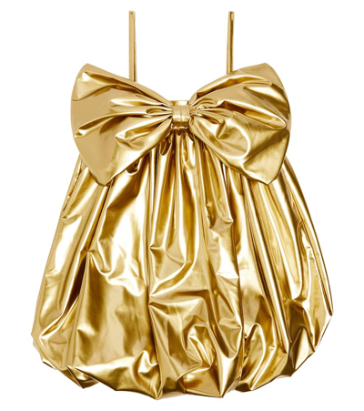 Caroline Bosmans Kids' Bow-detail Metallic Dress In Gold