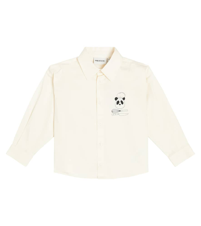 Mini Rodini Kids' Chef Panda Cotton Shirt In Neutrals