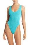 Bondeye Bound By Bond-eye The Mara Ribbed One-piece Swimsuit In Teal Eco