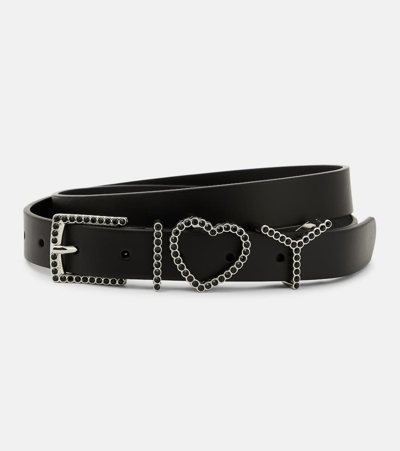 Y/project Y Heart Embellished Leather Belt In Black