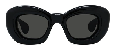 Loewe Inflated Monochrome Acetate Butterfly Sunglasses In Grey