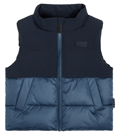 Molo Kids' Boy's Heike Two-toned Puffer Waistcoat In Dark Denim