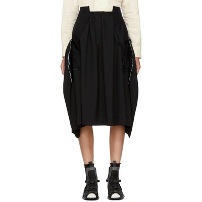 Comme Des Garçons Comme Des Garcons Black Wool Skirt In Black X Black