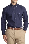 Tailorbyrd Regular Fit Gingham Stretch Button-down Shirt In Navy