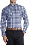 Tailorbyrd Regular Fit Gingham Stretch Cotton Button-down Shirt In Blue