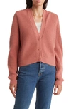 Melrose And Market Button-up Cropped Knit Cardigan In Rust Khaya