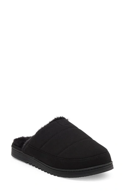 Nordstrom Rack Keegan Faux Fur Lined Quilted Scuff Slipper In Black