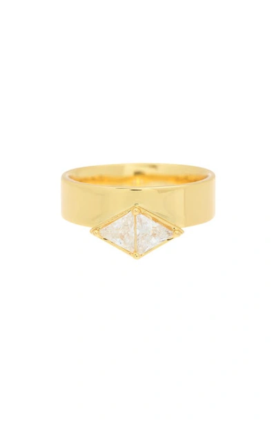 Nordstrom Rack Trillion Cubic Zirconia Ring In Clear- Gold