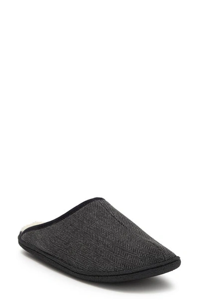 Nordstrom Rack Brock Faux Fur Lined Scuff Slipper In Black Herringbone