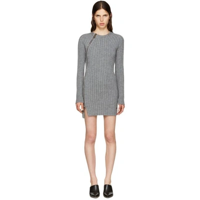 Dsquared2 Grey Wool Zip Sweater Dress In 859m Grey Melange