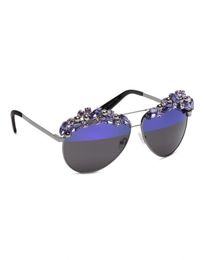 Philipp Plein Sunglasses "sunshine" In Black Nk/purple/mirror/purple
