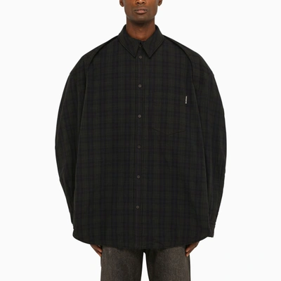 Balenciaga Checked Shirt With Removable Sleeves In Gray