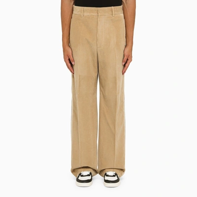 Palm Angels Beige Corduroy Trousers In Cream