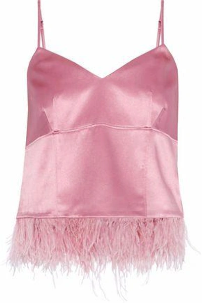 Cinq À Sept Woman Narcissa Feather-embellished Silk-satin Camisole Pink