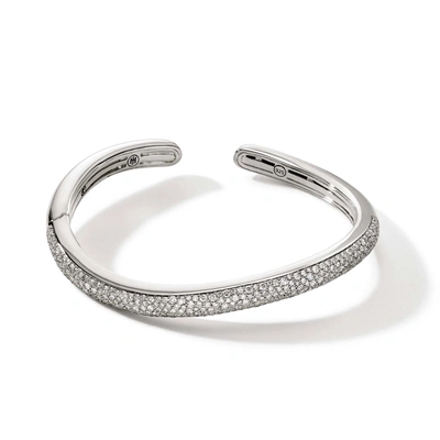 John Hardy Surf 6mm Pavé Cuff Bracelet In Silver