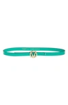 Valentino By Mario Valentino Baby Leather Belt In Peacock Green