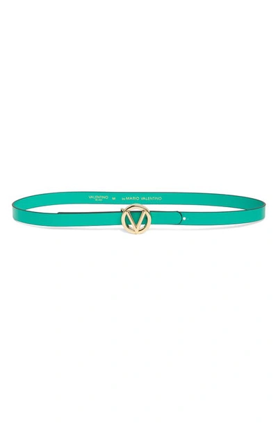 Valentino By Mario Valentino Baby Leather Belt In Peacock Green