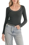 Lush Butter Soft Long Sleeve Top In Black/ White
