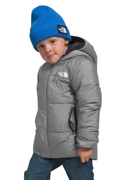 The North Face Kids' North Hooded Water Repellent 600 Fill Power Down Jacket In Tnf Medium Grey Heather