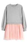 Tucker + Tate Kids' Tutu Cotton Dress In Grey Heather- Pink English