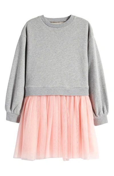 Tucker + Tate Kids' Tutu Cotton Dress In Grey Heather- Pink English