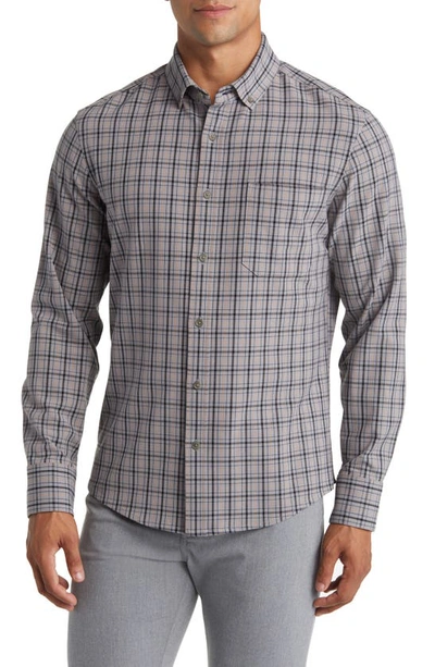 Mizzen + Main City Trim Fit Nickel Houston Plaid Flannel Button-down Shirt In Gray
