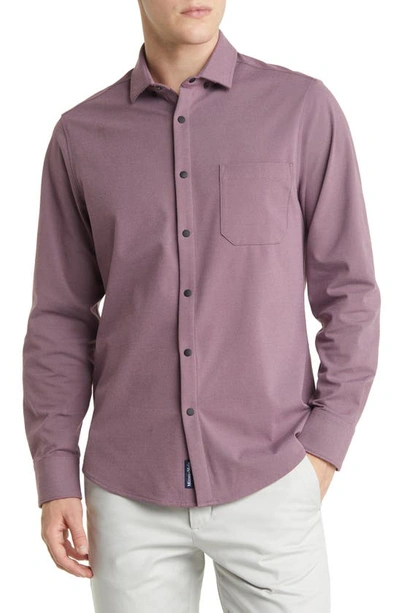Mizzen + Main Nolan Knit Snap Front Shirt In Purple