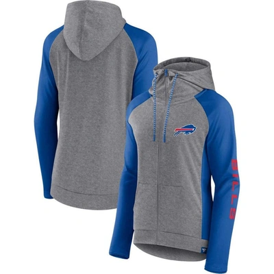 Fanatics Branded  Heather Gray/college Royal Buffalo Bills Blind Side Lightweight Full-zip Hoodie In Heather Gray,college Royal