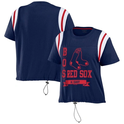 Wear By Erin Andrews Navy Boston Red Sox Cinched Colorblock T-shirt