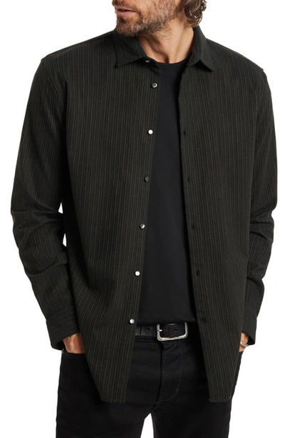 John Varvatos Dyer Slim Fit Stripe Textured Button-up Shirt In Black