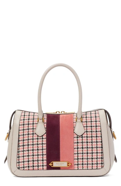 Kate Spade Gramercy Racing Stripe Houndstooth Top Handle Bag In Mushroom Multi