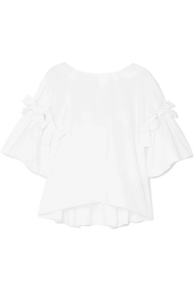 Fendi Bow-embellished Cotton-poplin Top In White