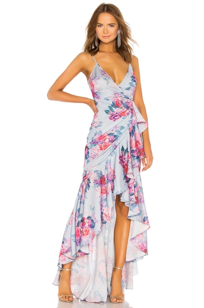 Michael Costello X Revolve Ateinne Dress In Pale Blue Floral