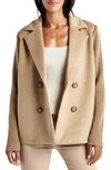 Splendid Singrid Double Breasted Wool Blend Jacket In Heather Camel