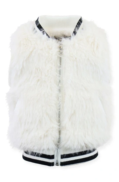 Widgeon Kids' Faux Fur Varsity Vest In Snow Rain Shag
