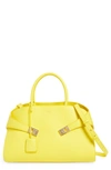 Ferragamo Medium Hug Leather Satchel In Yellow